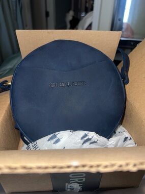 Portland Leather Navy Round Crossbody Bag